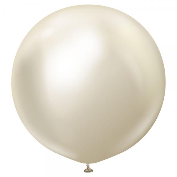 Gylne Gigantiske Chrome Latexballonger White Gold 2-pakning