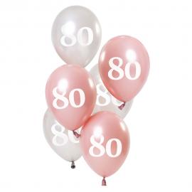 80-års Ballonger Rosa & Sølv