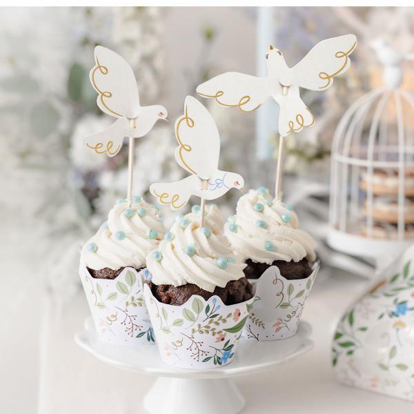 Cupcake Wrappers Blomster og Duer