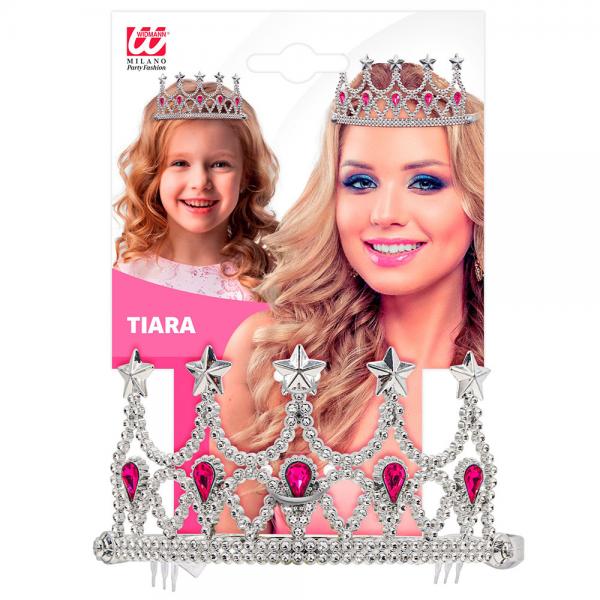 Slv Tiara med Rosa Rhinestone