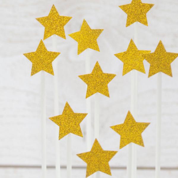 Cake Toppers Gull & Glitter Stjerner