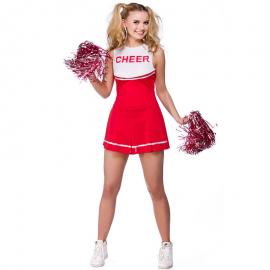 Cheerleader Rødt/Hvitt Kostyme Small