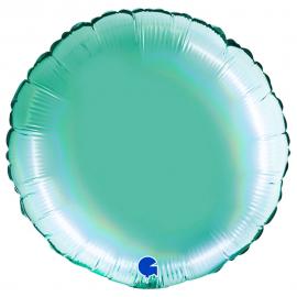 Rund Folieballong Holografisk Platinum Tiffany