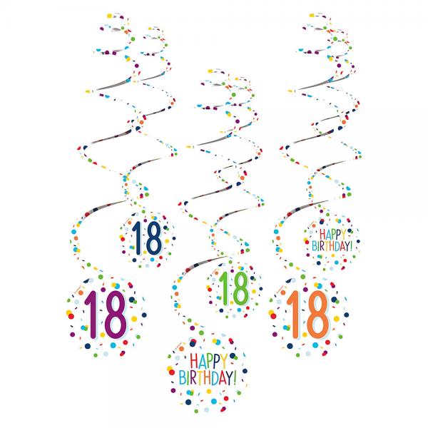 Hengende Swirls 18 r Confetti Birthday