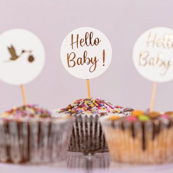 Cake Topper Hello Baby 6-pakning