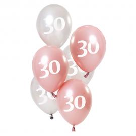 30-års Ballonger Rosa & Sølv