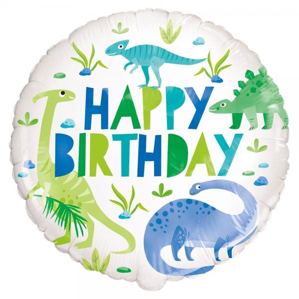 Dinosaur Folieballong Happy Birthday Grnn & Bl