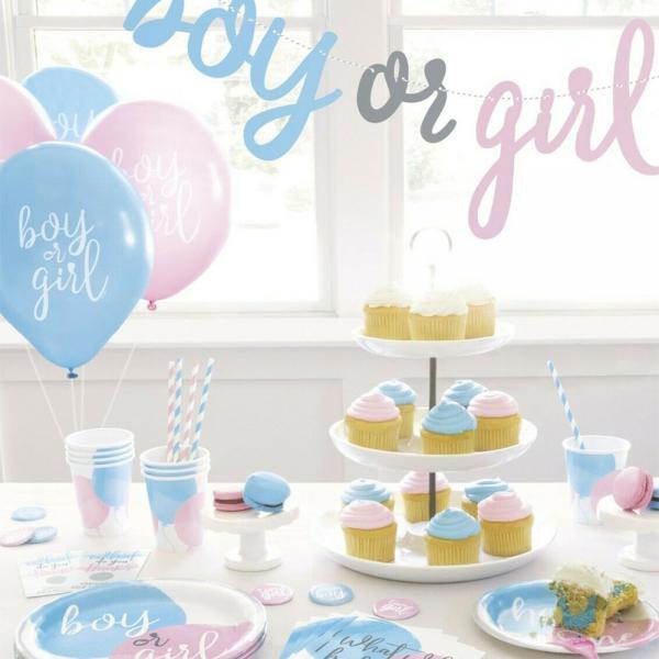 Gender Reveal Pappkopper Pastell Rosa & Bl