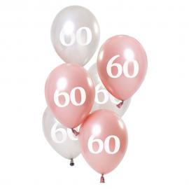 60-års Ballonger Rosa & Sølv