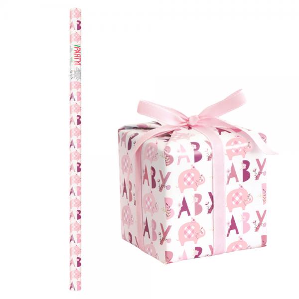 Babyshower Gavepapir Elefant Rosa