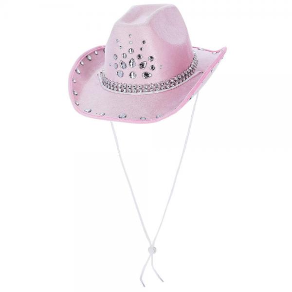 Cowboyhatt med Rhinestone Babyrosa