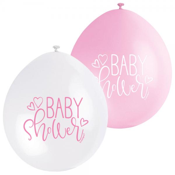 Baby Shower Ballonger Rosa og Hvite