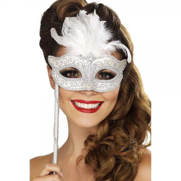 Venetiansk Maske p Pinne Slv