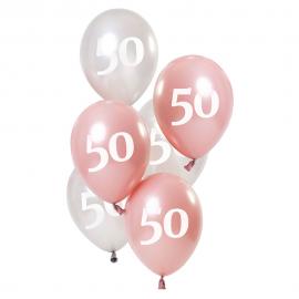 50-års Ballonger Rosa & Sølv