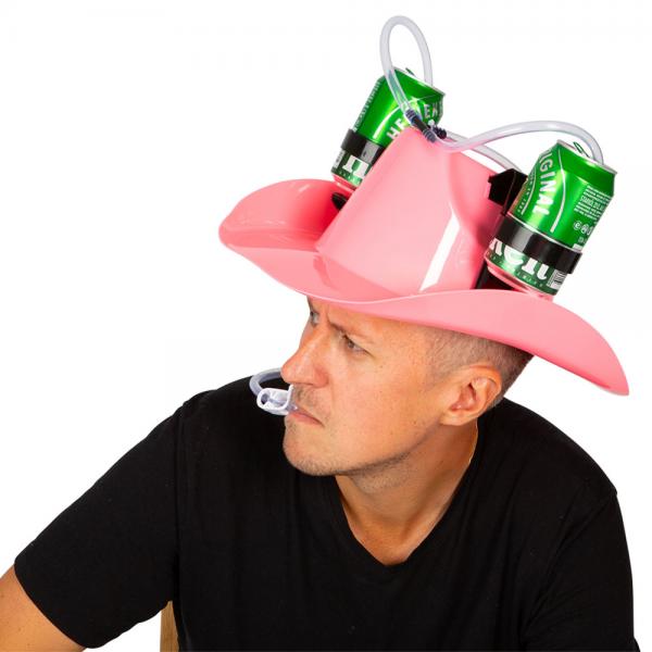 Cowboyhatt Rosa med Drikkeholder