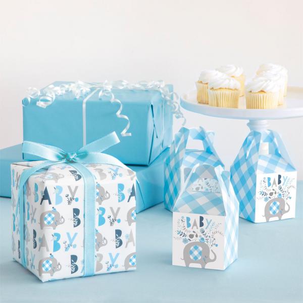 Babyshower Gavepapir Elefant Bl