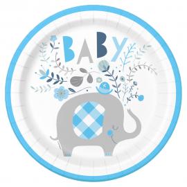 Babyshower Papptallerkener Elefant Blå