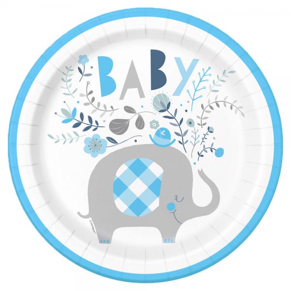 Babyshower Papptallerkener Elefant Bl