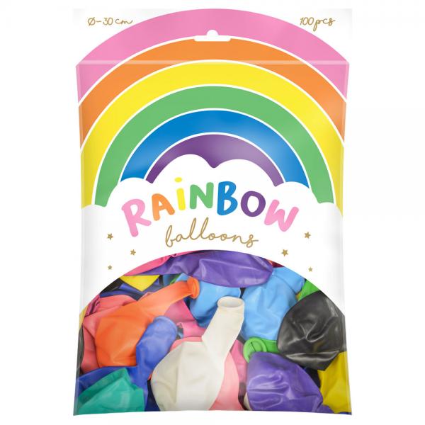 Rainbow Latexballonger Metallic Mix 100-pakning