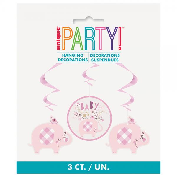 Babyshower Hengende Swirls Dekorasjoner Elefant Rosa