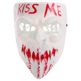 Kiss Me Maske LED Hvit