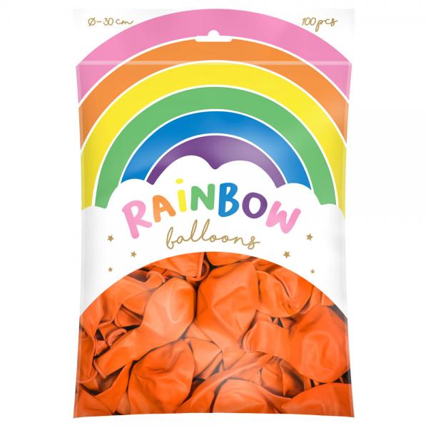 Rainbow Latexballonger Oransje 100-pakning