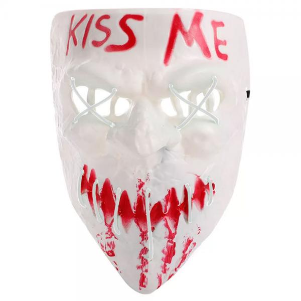 Kiss Me Maske LED Hvit