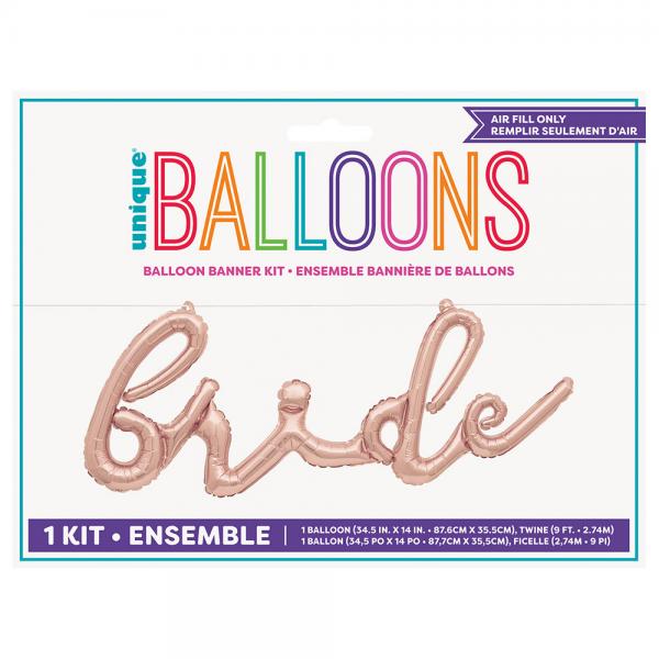 Ballong Banner Bride Metallic Rosegull