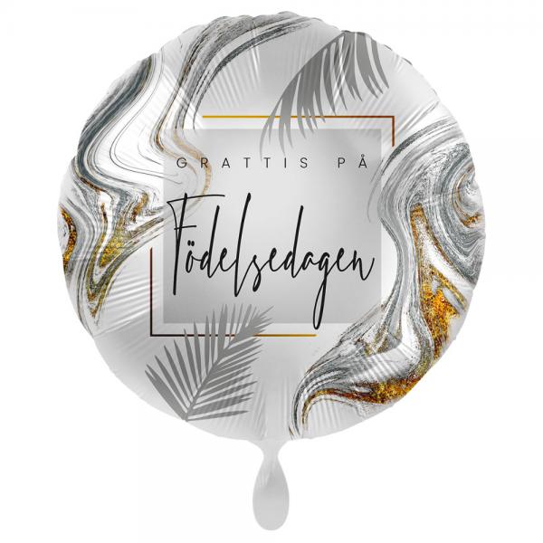 Grattis p Fdelsedagen Ballong Modern Silver