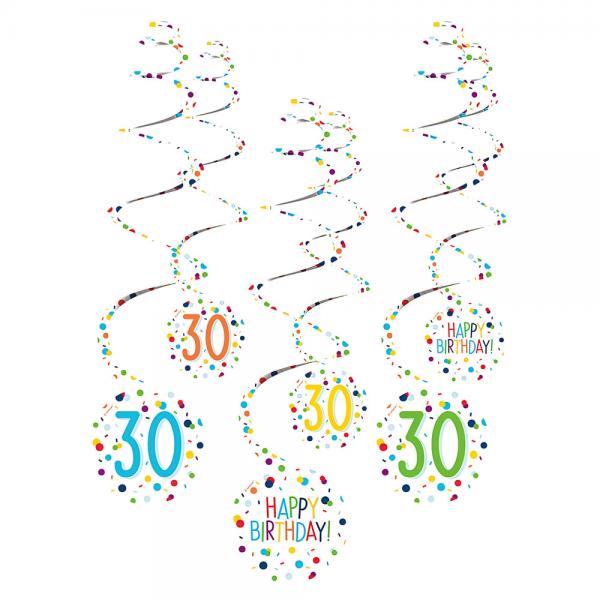 Hengende Swirls 30 r Confetti Birthday