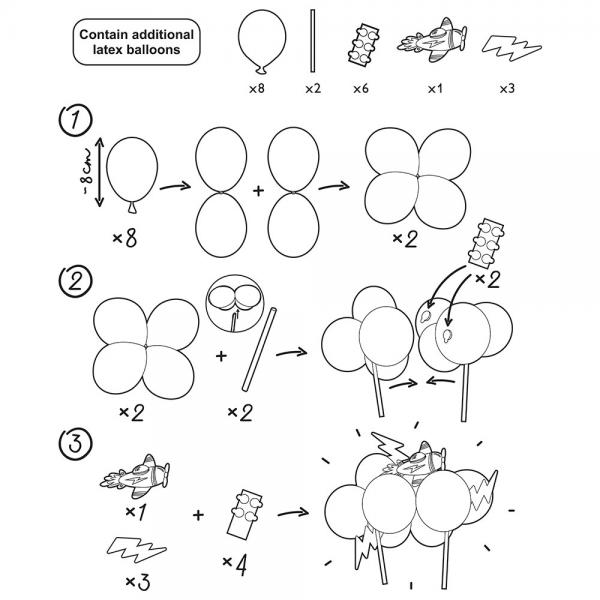 Ballong Kakedekorasjon Flymaskin 29 cm