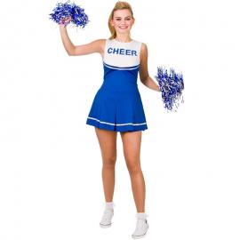 Cheerleader Blått/Hvitt Kostyme Medium