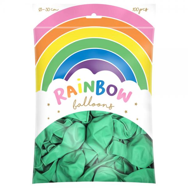 Rainbow Latexballonger Metallic Mintgrnne 100-pakning