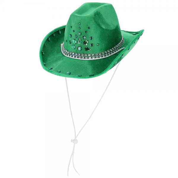 Cowboyhatt med Rhinestone Grnn