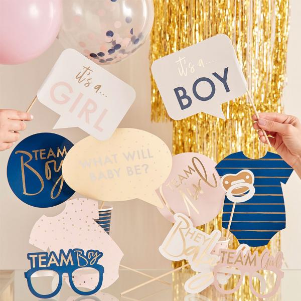 Baby Shower Foto Props Pastell Lyserosa & Marinebl