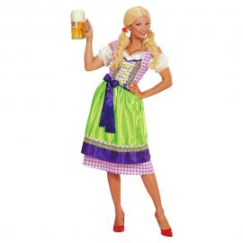 Oktoberfest Dirndl Kjole Lilla og Grønn Large