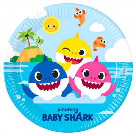 Baby Shark Bursdag Papptallerkener