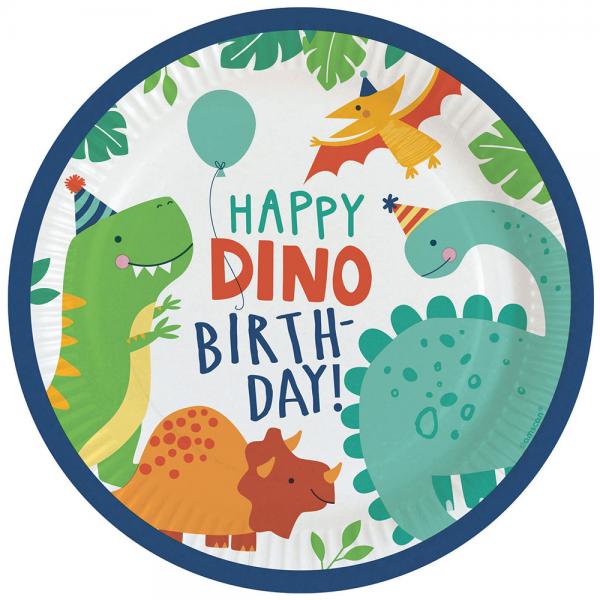 Papptallerkener Happy Dino Birthday