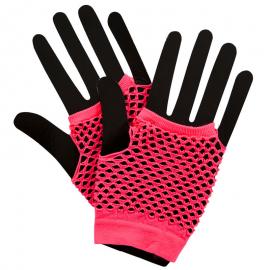 Korte Nettinghansker Neon Rosa