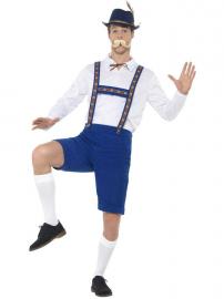 Oktoberfest Lederhosen Kostyme Blått Large