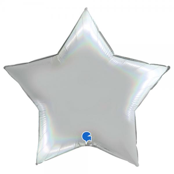 Stor Ballong Stjerne Holografisk Platinum Pure