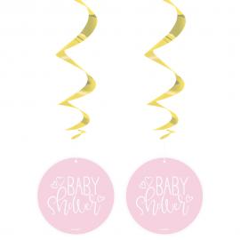 Baby Shower Swirls Lyserosa & Metallic Gull