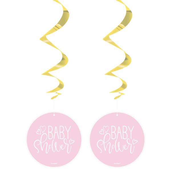 Baby Shower Swirls Lyserosa & Metallic Gull