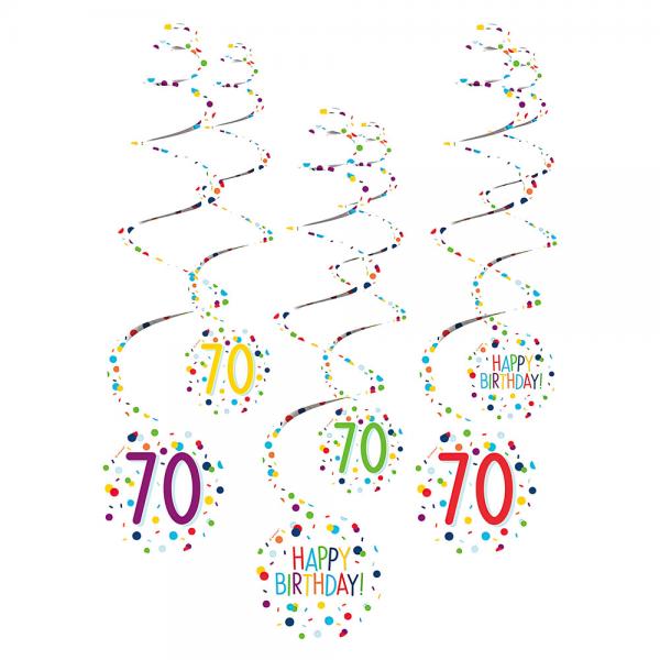 Hengende Swirls 70 r Confetti Birthday