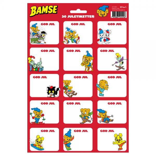 Juleetiketter Klistremerker Bamse