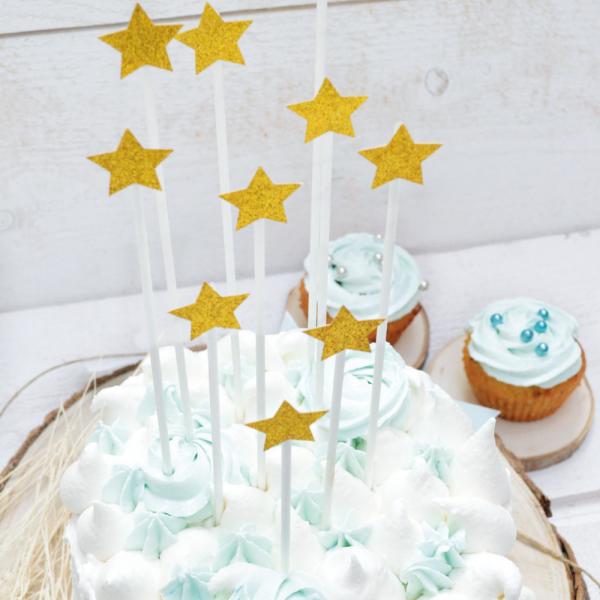 Cake Toppers Gull & Glitter Stjerner