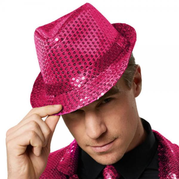 Trilby Hatt med Rosa Paljetter