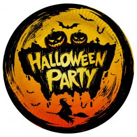 Engangstallerkener Oransje Halloween Party 6-pakning