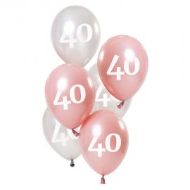 40-års Ballonger Rosa & Sølv