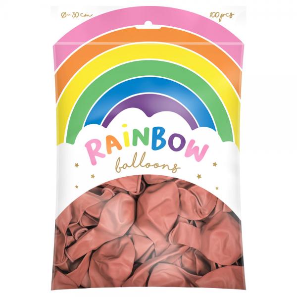 Rainbow Latexballonger Metallic Rosegull 100-pakning